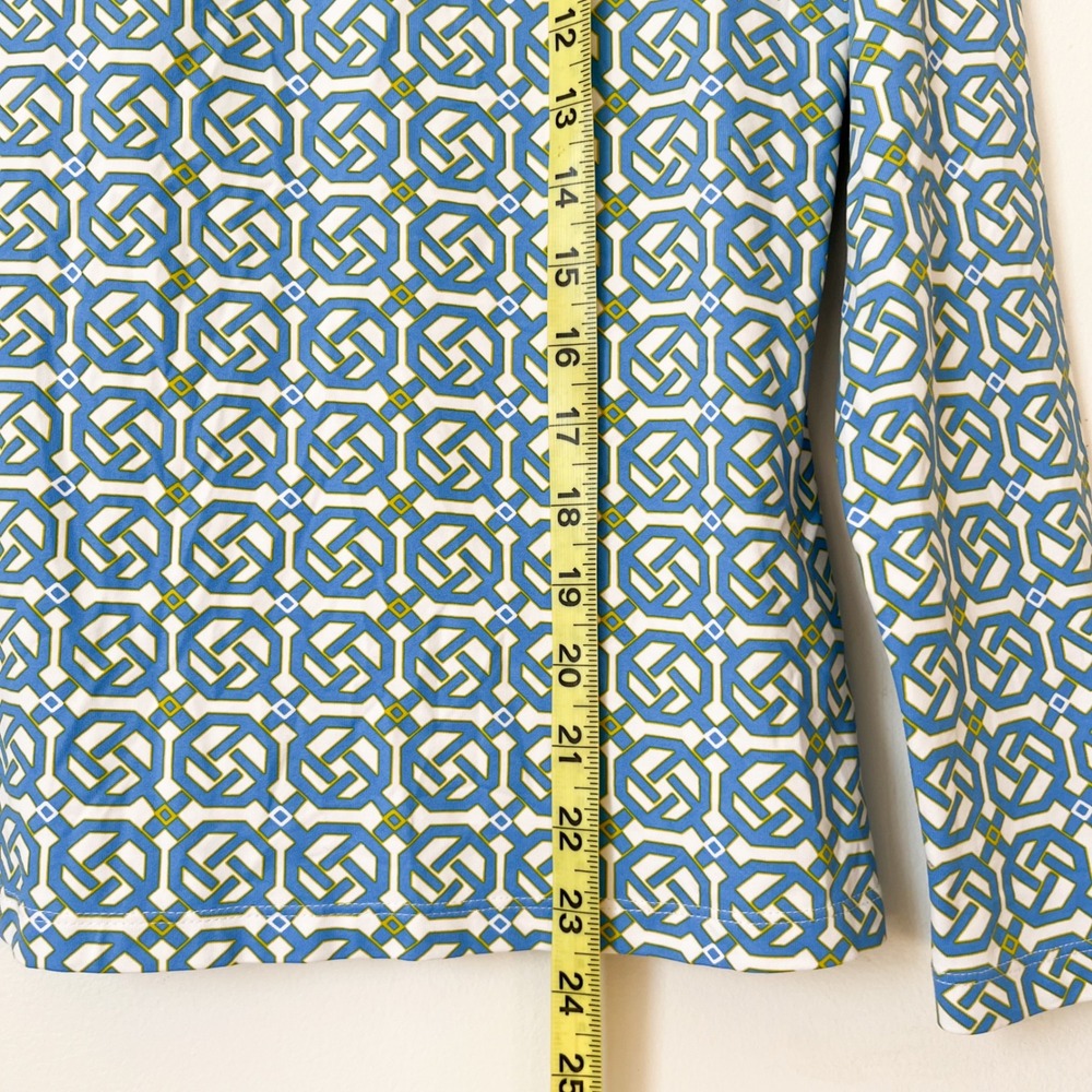 J.McLaughlin Catalina Cloth 1/4 Zip Pullover Geometric Print Large Blue Yellow - Picture 7 of 10